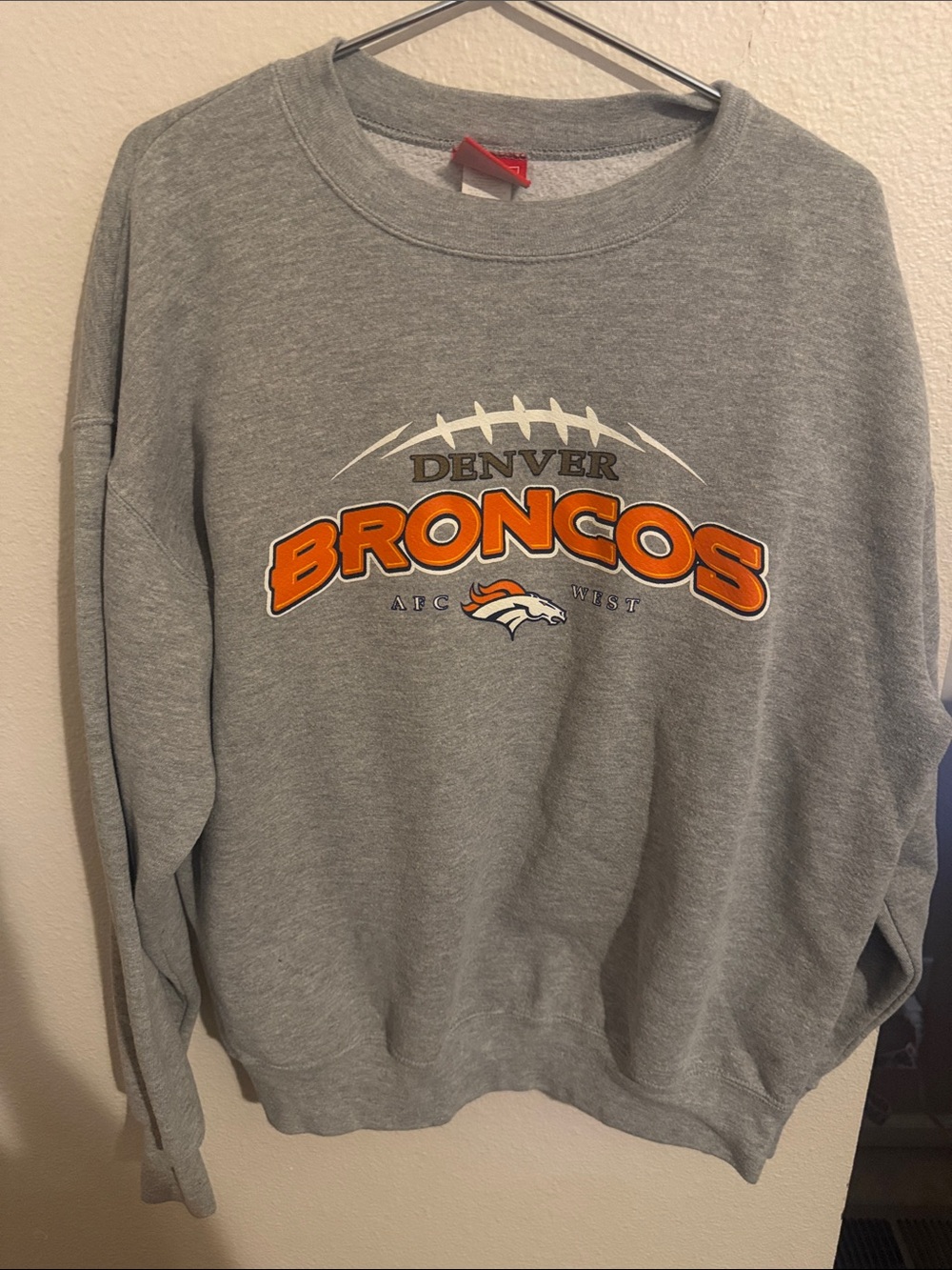 NFL Denver Broncos Gray Crewneck with Orange Logo